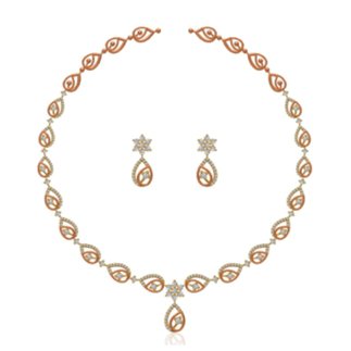 14K Yellow Gold 2.795 ct. Natural Diamond Necklace / 1.020 ct. Earring Set