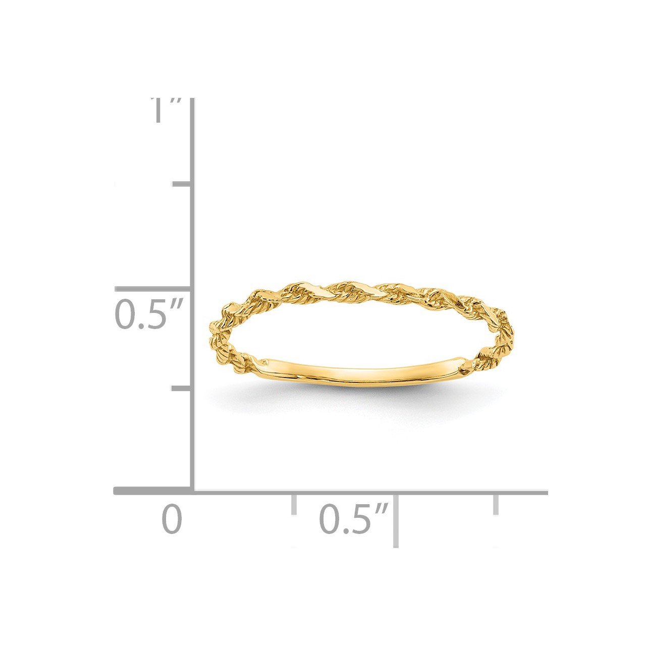 14K Diamond-cut Textured Rope Band Ring-1
