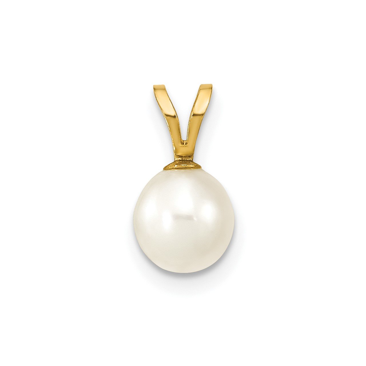 14K 6-7mm Round White FW Cultured Pearl Pendant