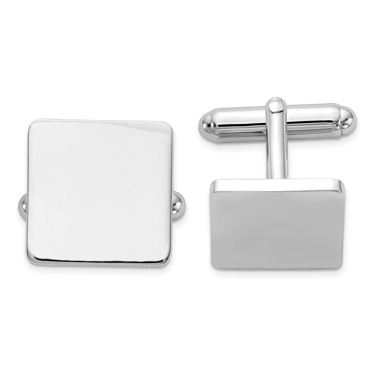 Sterling Silver Rhodium-plated Square Cuff Links