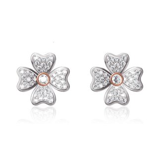 14k Two Tone Gold 0.916 Ct. Diamond Flower Shape Broad 14.5 mm Earrings Gift for Women Girls Girlfriend
