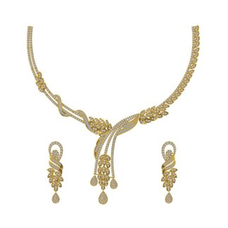 14K Yellow Gold 4.492 Ct. Diamond Necklace /1.471 Ct. Earrings Set