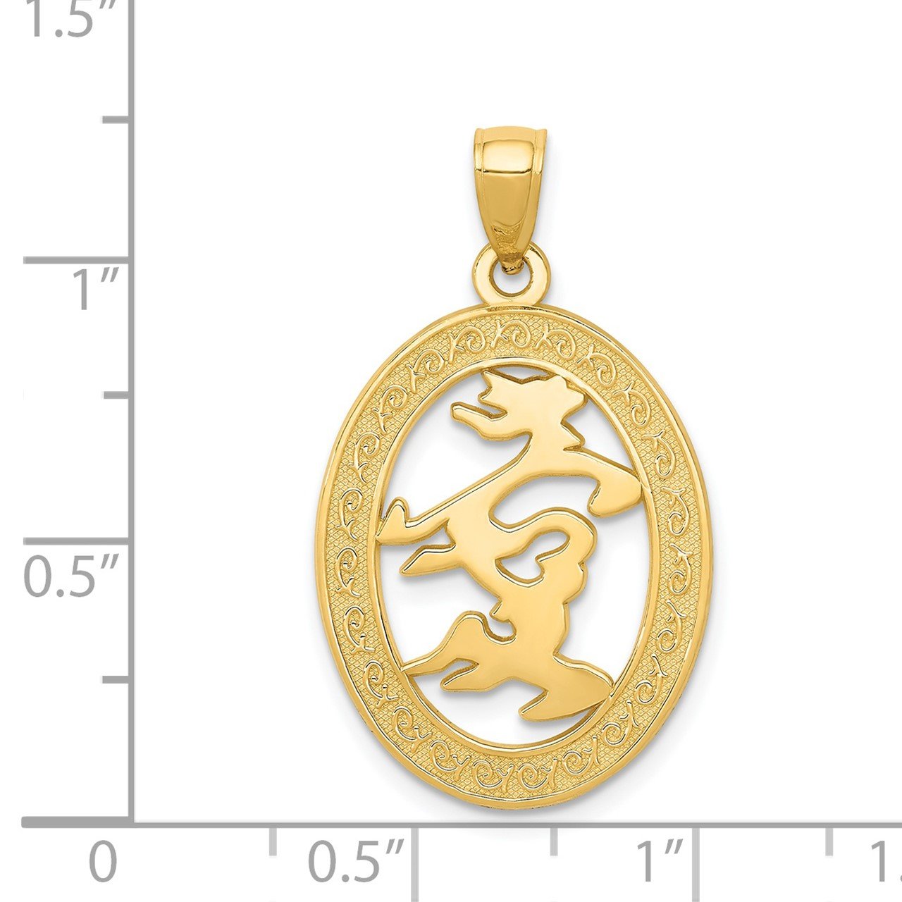 14k Chinese Happiness Symbol in Oval Frame Pendant-2