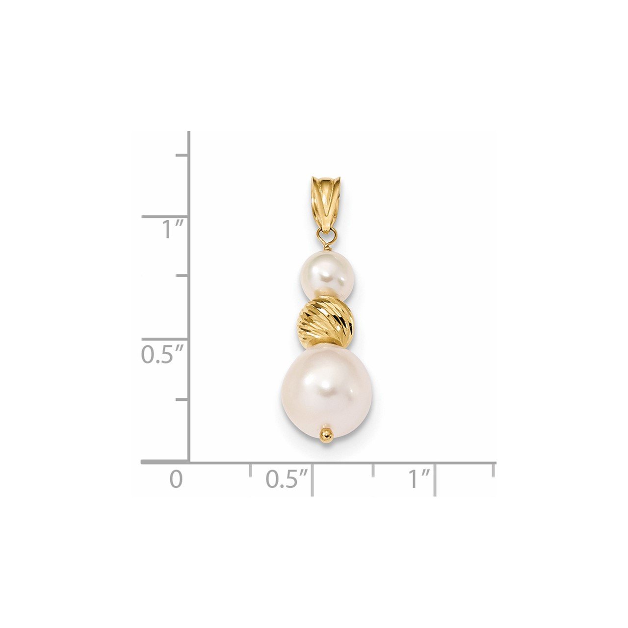 14k 9-10mm White Round Freshwater Cultured Pearl D/C Pendant-1