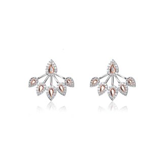 14k White/ Rose Gold 1.112 Ct. Diamond Dangling Earrings Gift for Women Girls