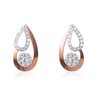 14 k Rose Gold Natural 0.400 Ct. Diamond Double Pear Shape Drop Earrings