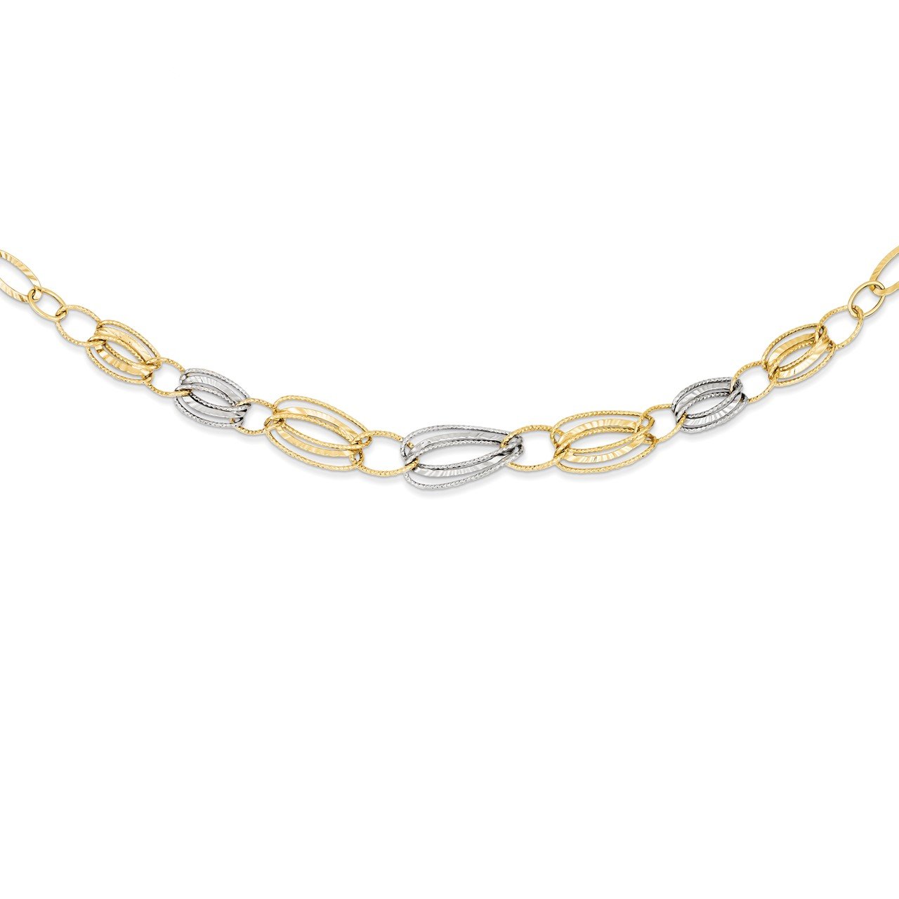 14k Two-tone Textured Hollow Necklace