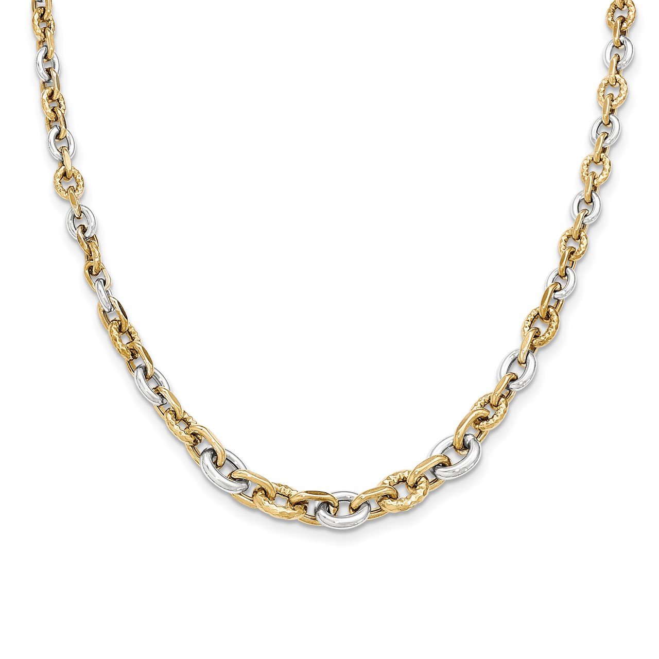 14K Two-tone Polished and Diamond Cut Necklace
