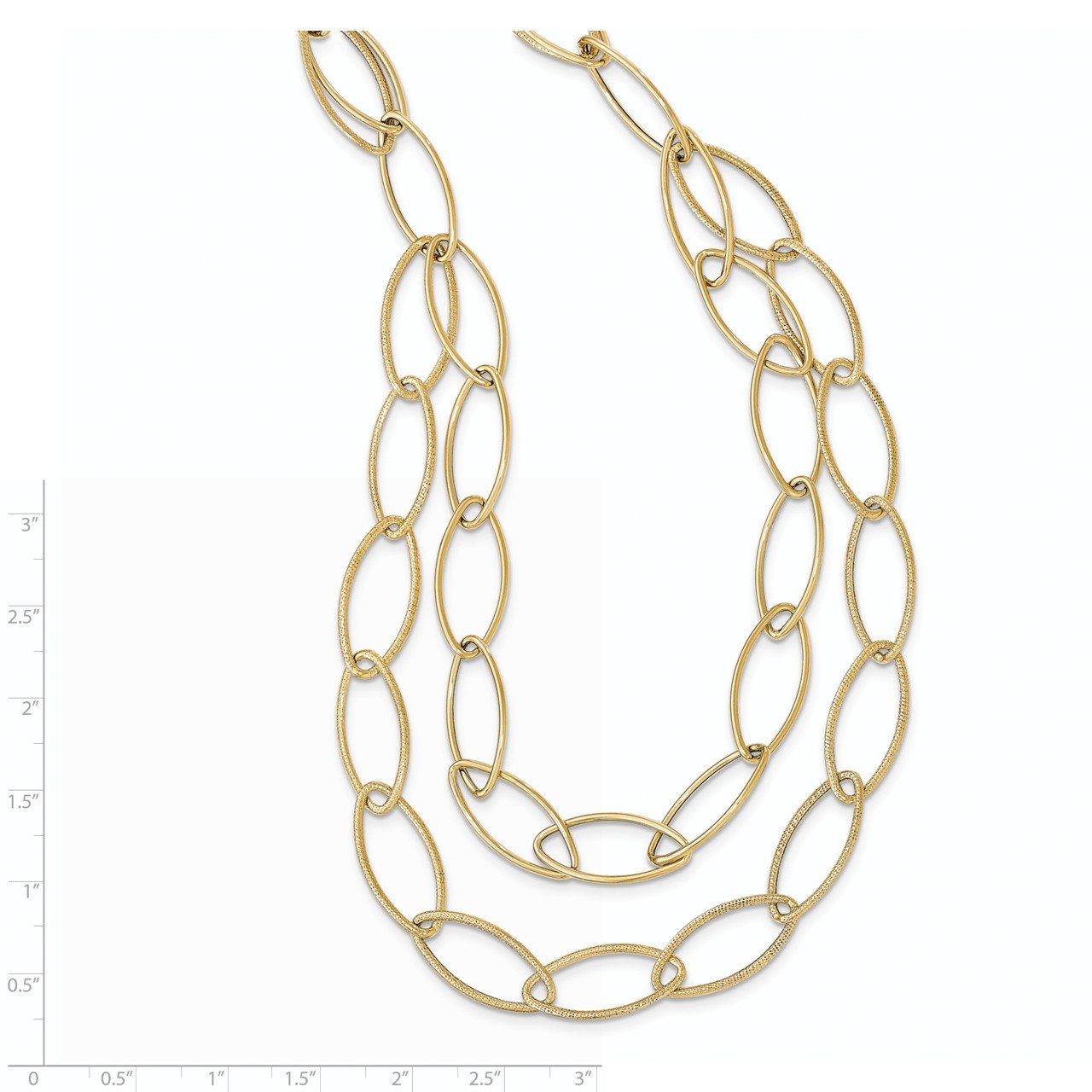 14k Gold Polished Textured Fancy Link Necklace-1