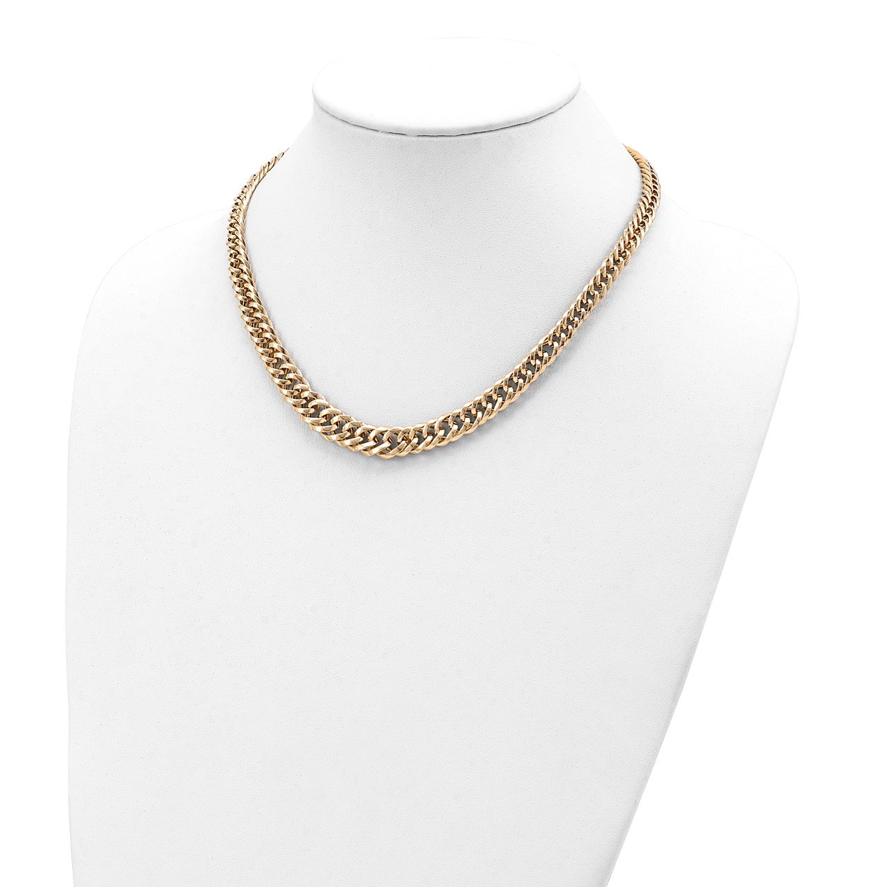 14k Polished Fancy Graduated Curb Chain Necklace-2