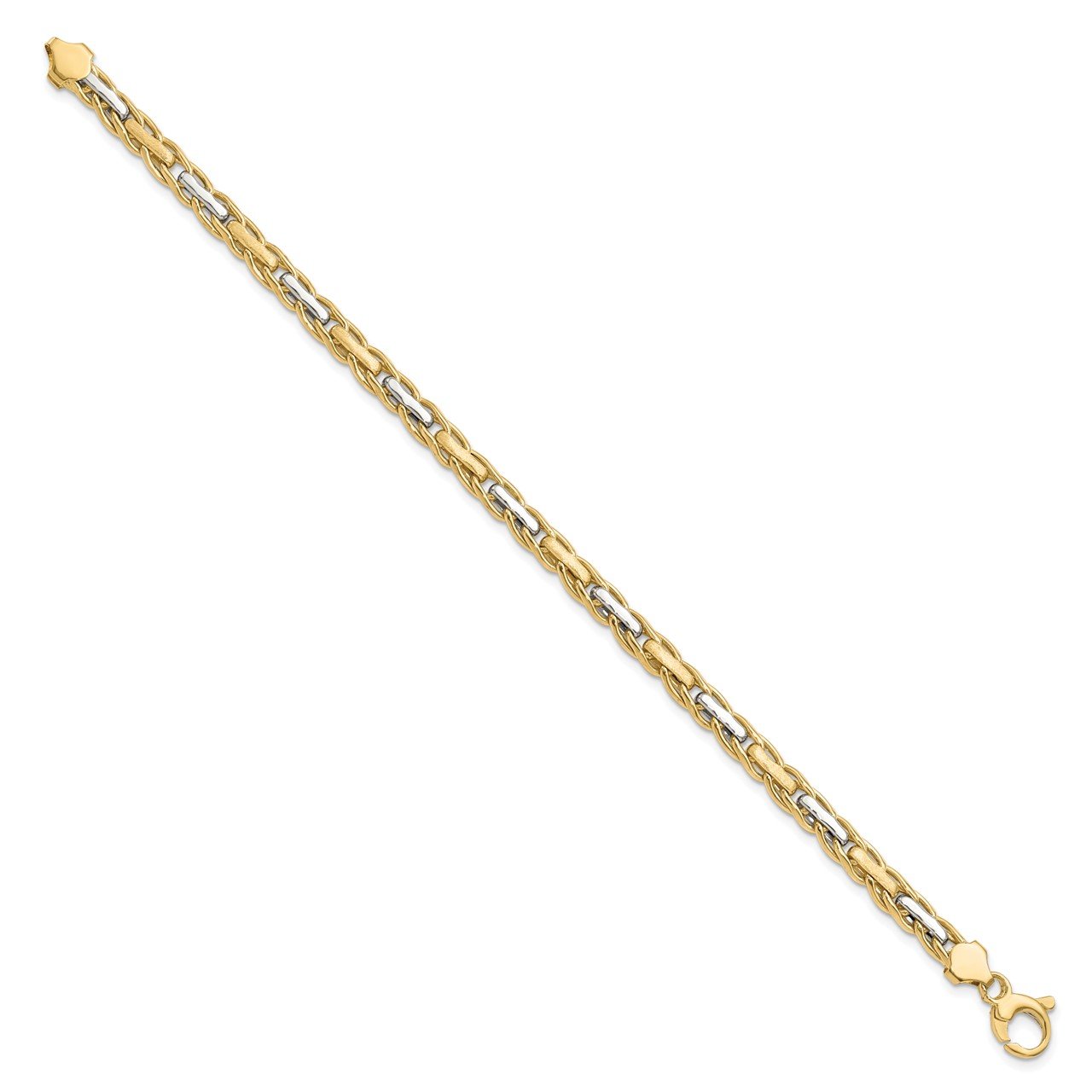 Leslie's 14K Two-tone Polished and Brushed Link Necklace-1