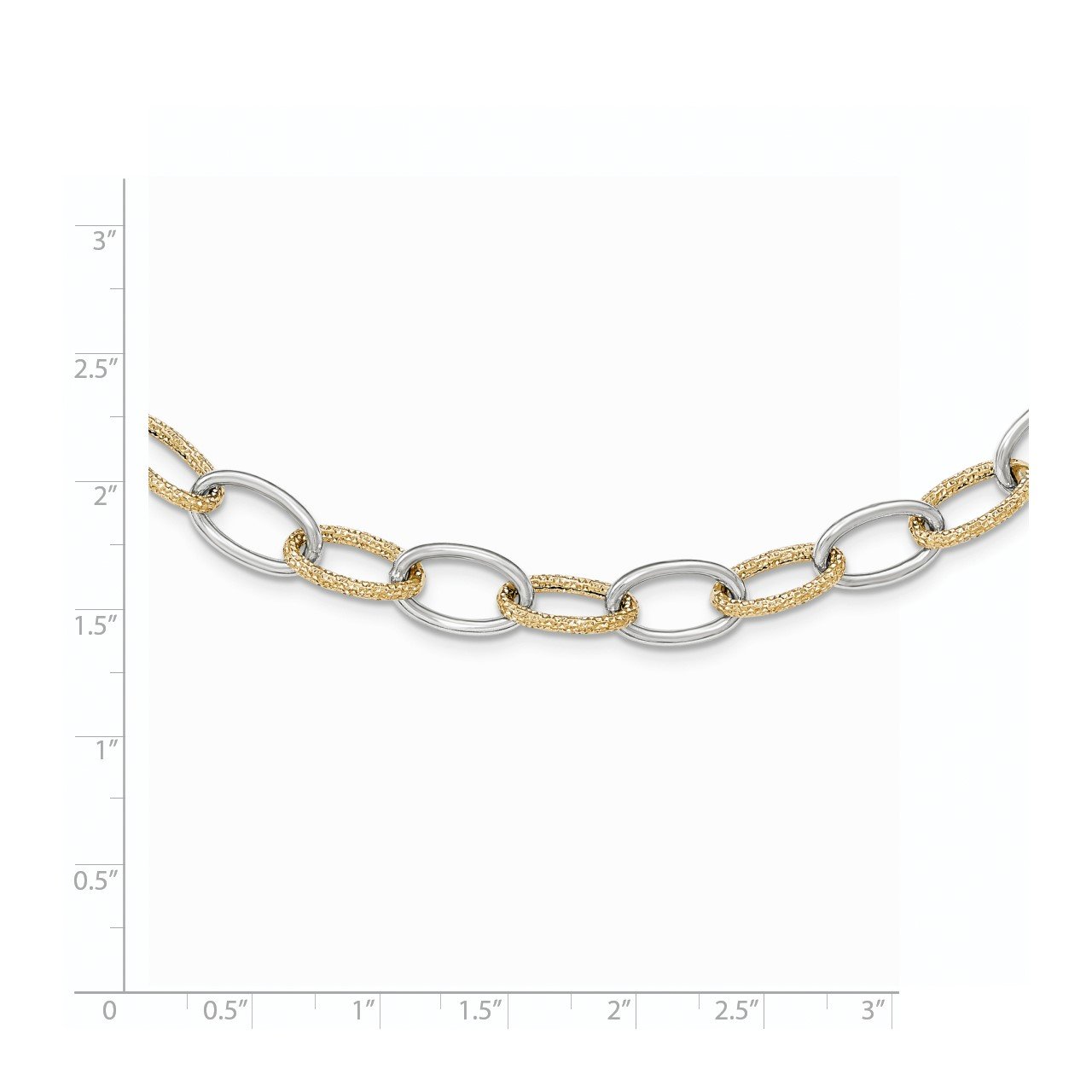 14k Two-tone Polished Textured Necklace-1