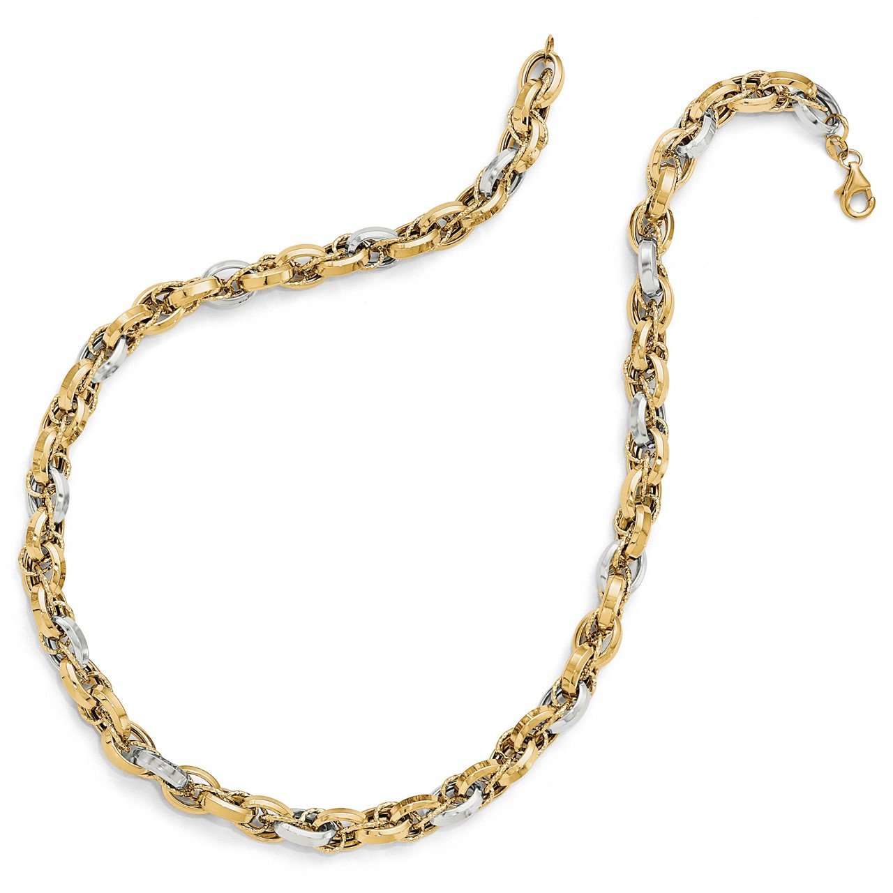 Leslie's 14k Two-tone Polished Textured Fancy Necklace-1