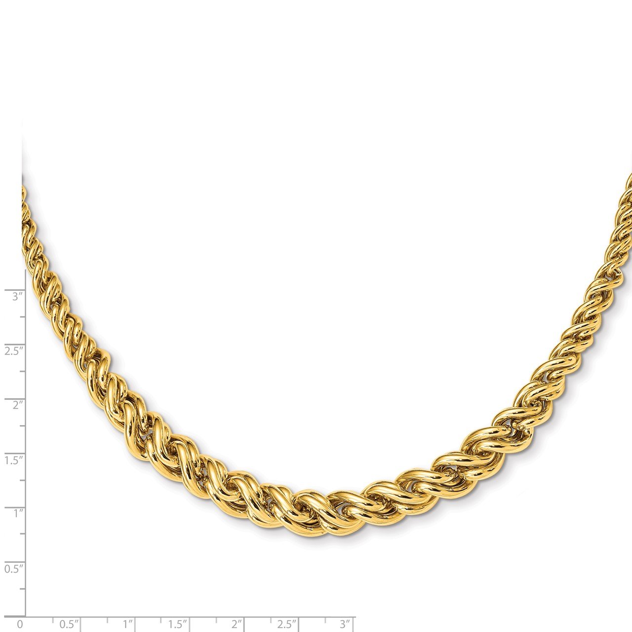 14K Yellow Gold Polished Graduated Fancy Double Curb Necklace-1