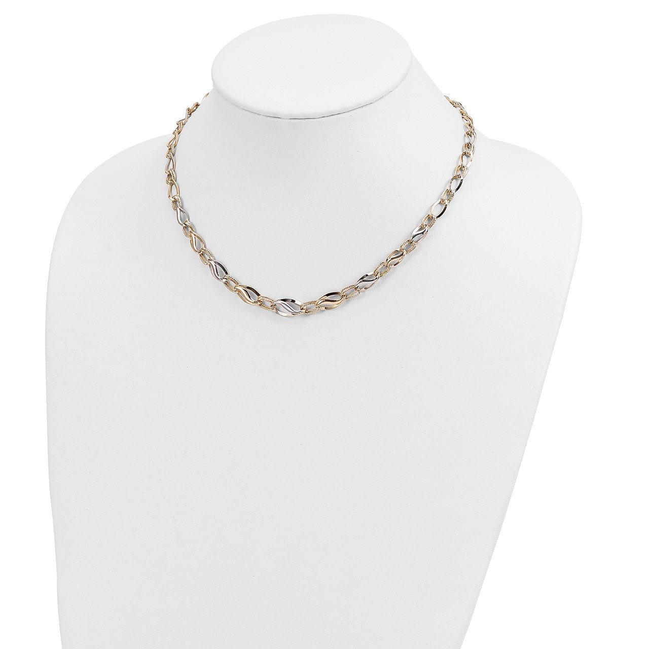 14K Two-tone Polished and Diamond Cut Necklace-2