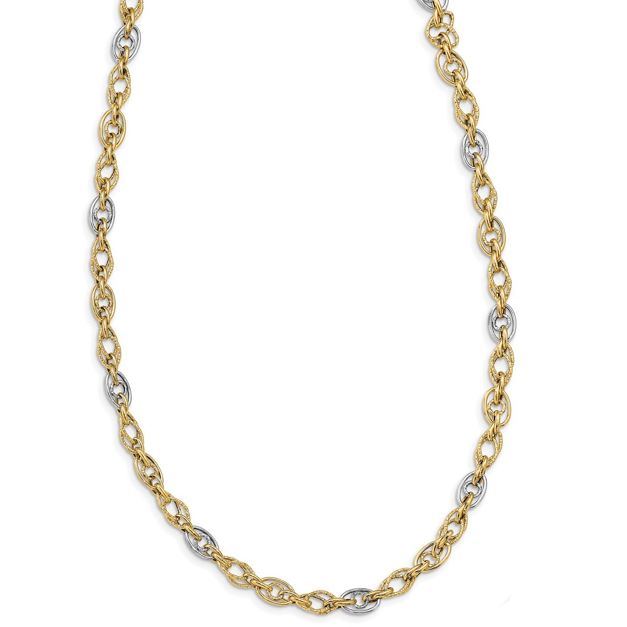 Leslie's 14k Rhodium Polished and Textured Fancy Link Necklace-1