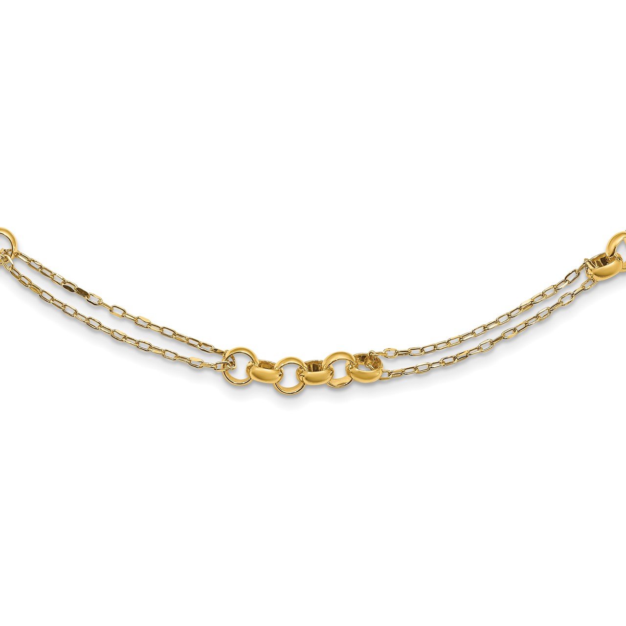 14k Fancy Link Double Strand Necklace