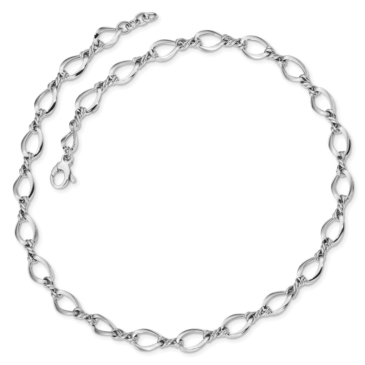 14k White Gold Fancy Link 18in Necklace-1
