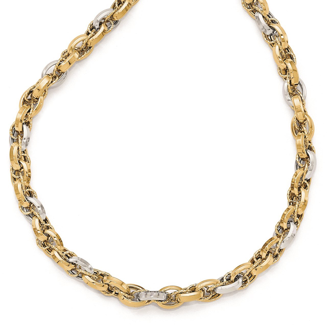 Leslie's 14k Two-tone Polished Textured Fancy Necklace