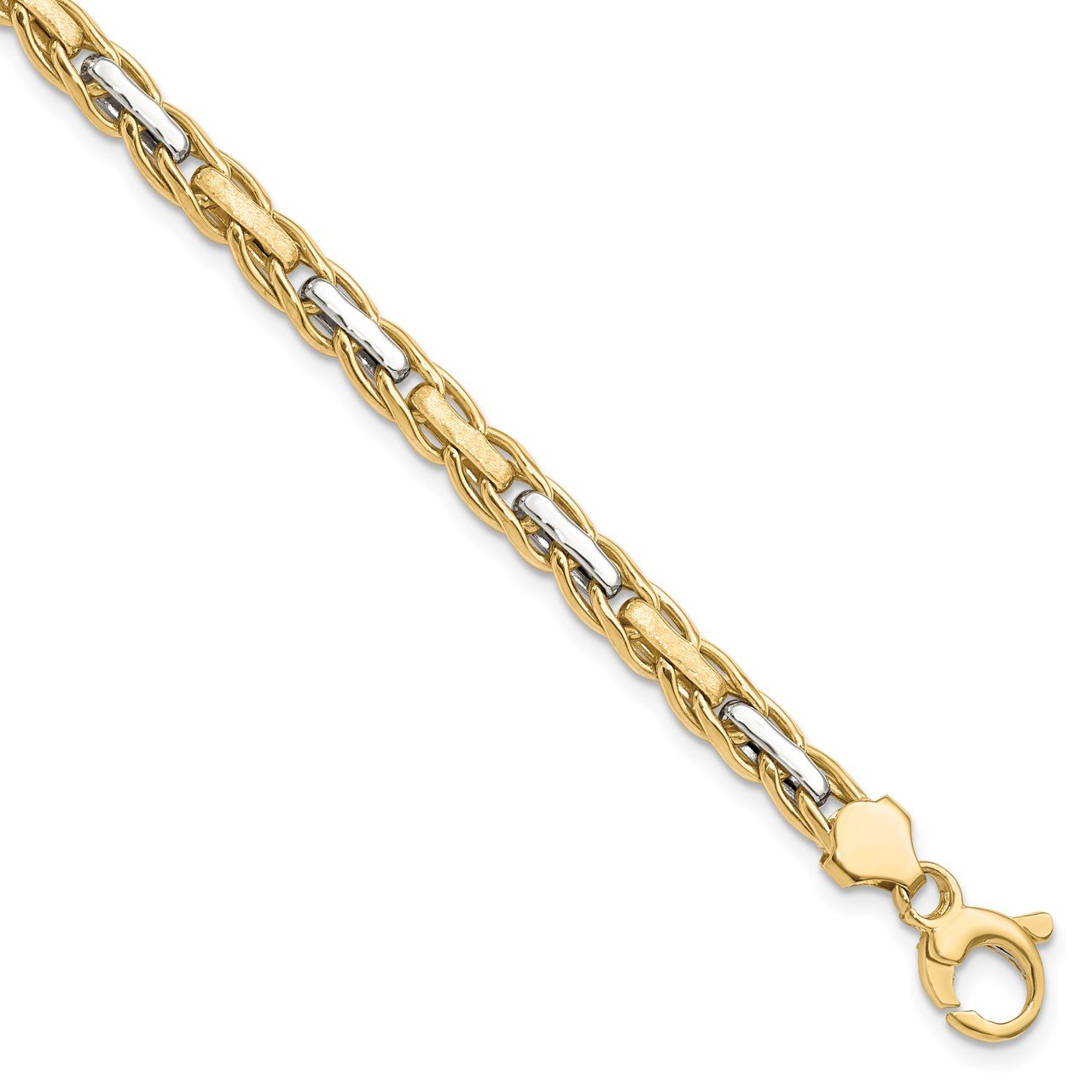 Leslie's 14K Two-tone Polished and Brushed Link Necklace