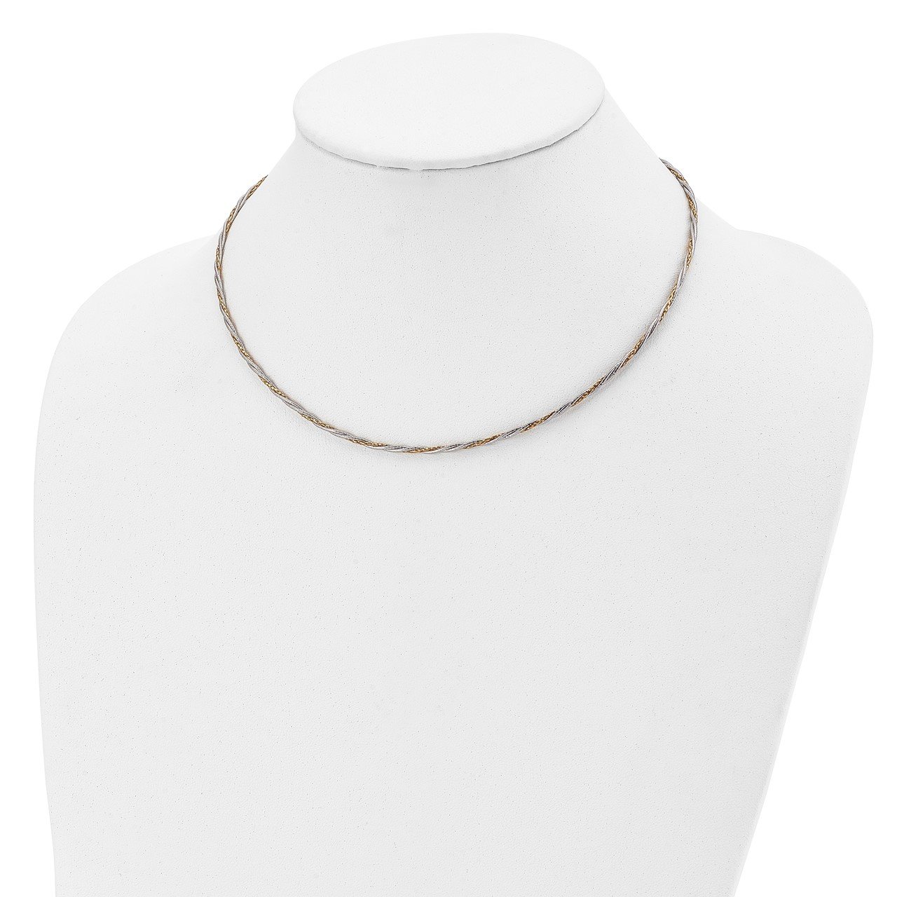 Leslie's 14K Two-tone Polished Braided with 2in ext. Necklace-3