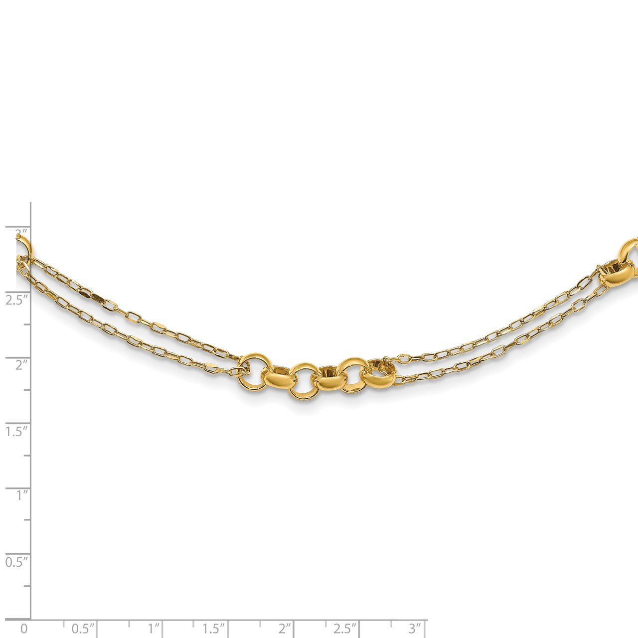 14k Fancy Link Double Strand Necklace-2