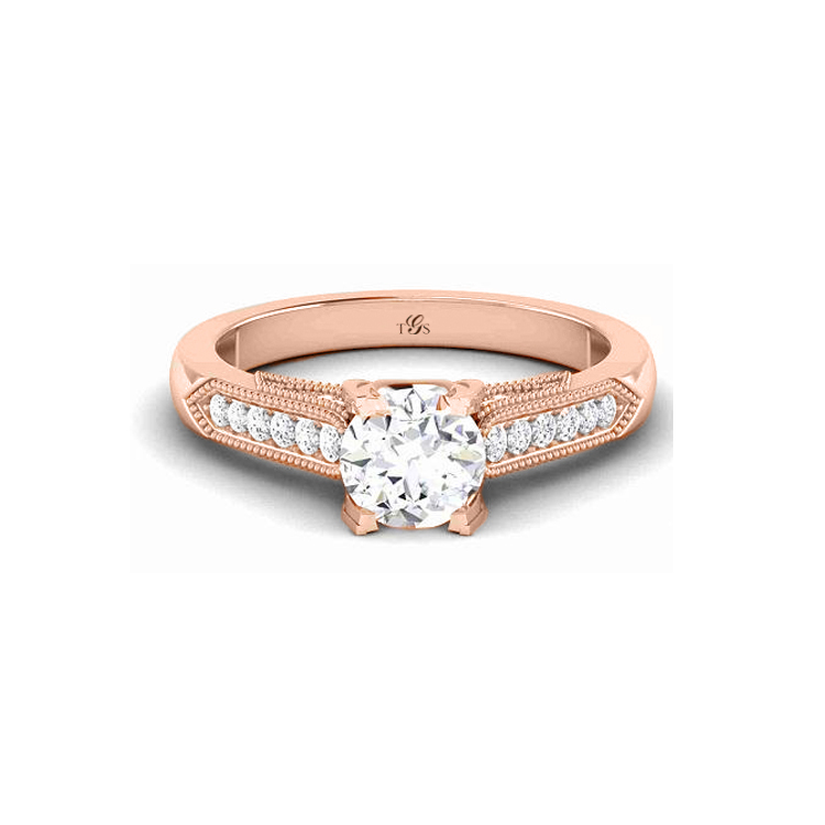 14K White Gold Diamond Engagement Ring (Center Stone Not Included)-1