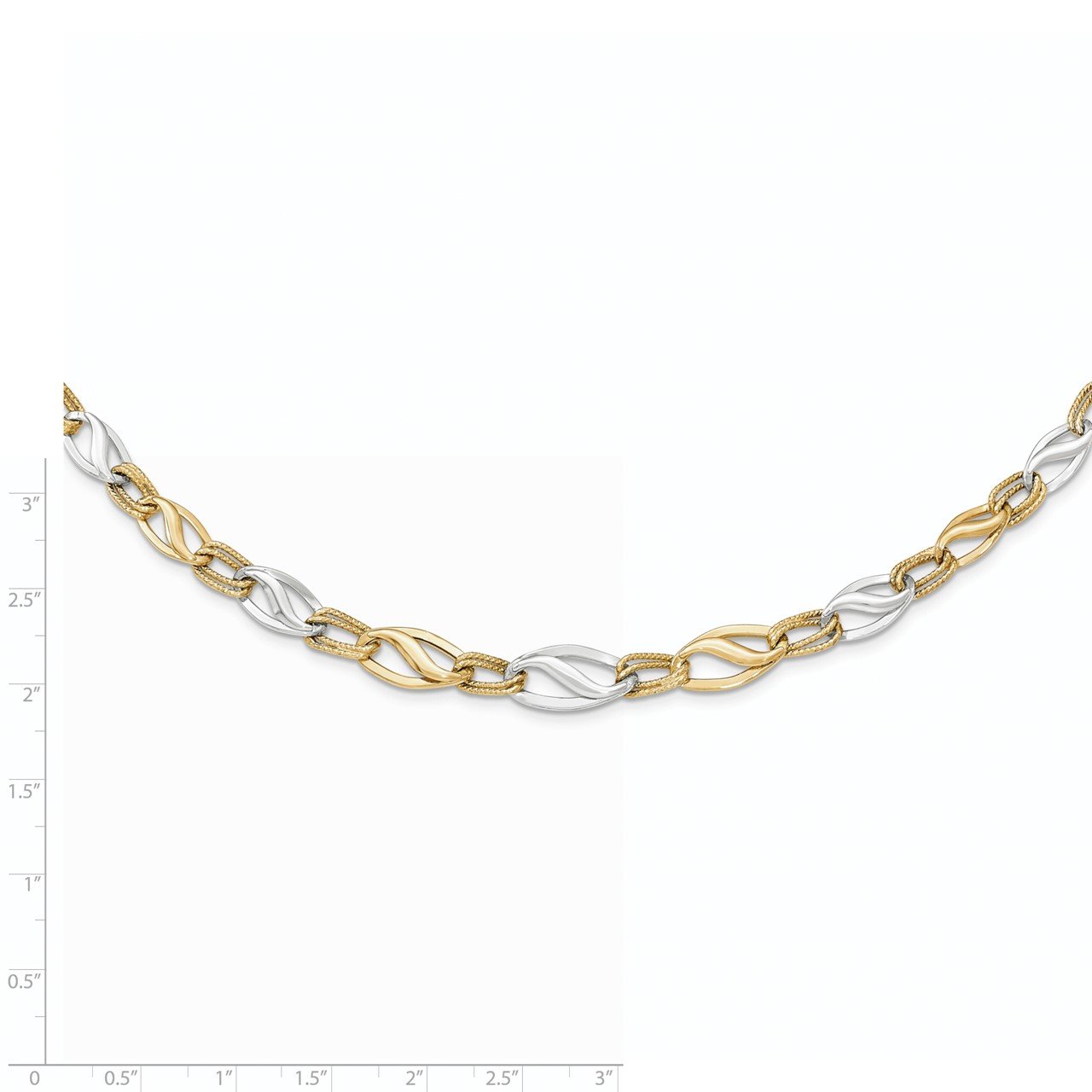 14K Two-tone Polished and Diamond Cut Necklace-1