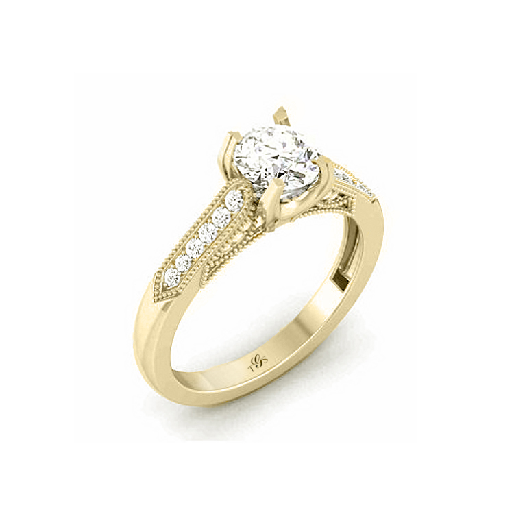 14K White Gold Diamond Engagement Ring (Center Stone Not Included)-4