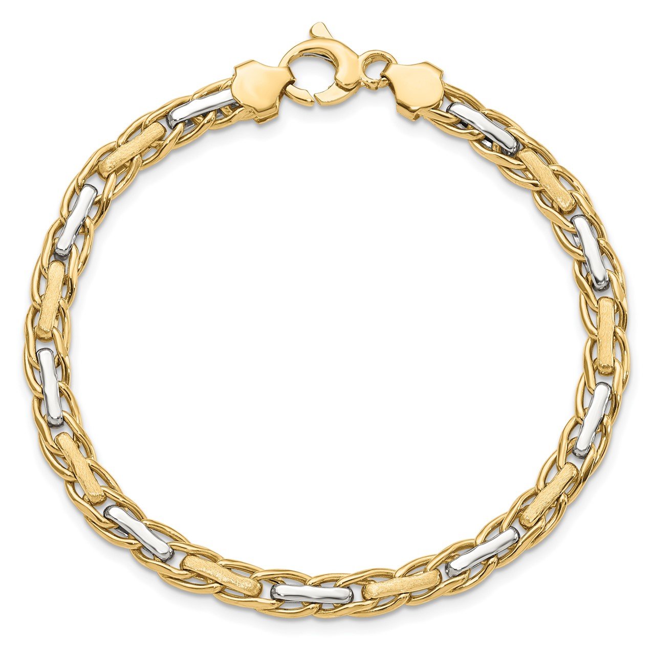 Leslie's 14K Two-tone Polished and Brushed Link Necklace-3