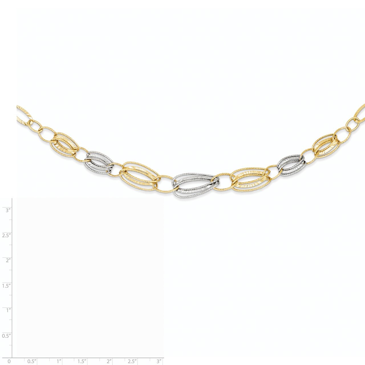 14k Two-tone Textured Hollow Necklace-1