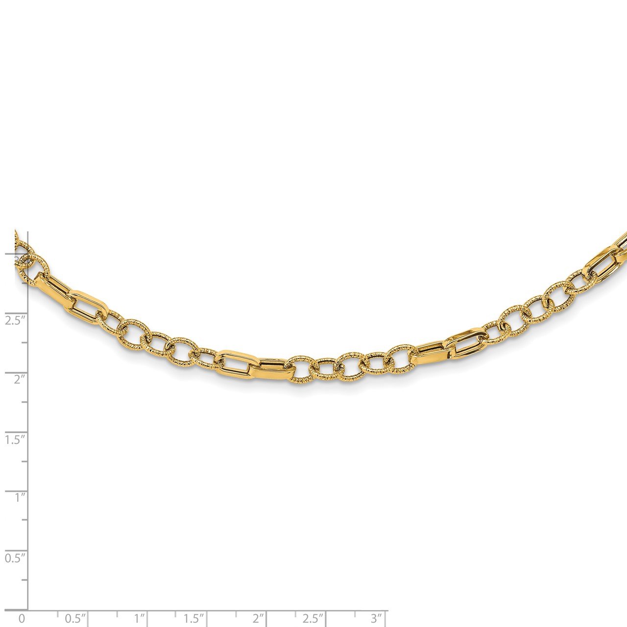 14K Polished and Textured Fancy Link 18in Necklace-2