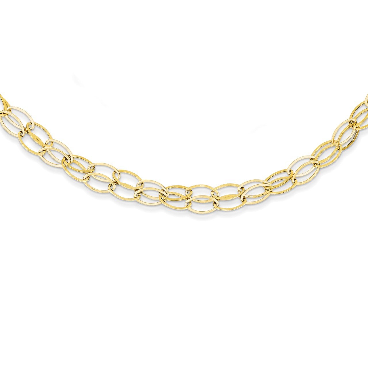 14K Double Strand Oval Links with 2in Ext Necklace