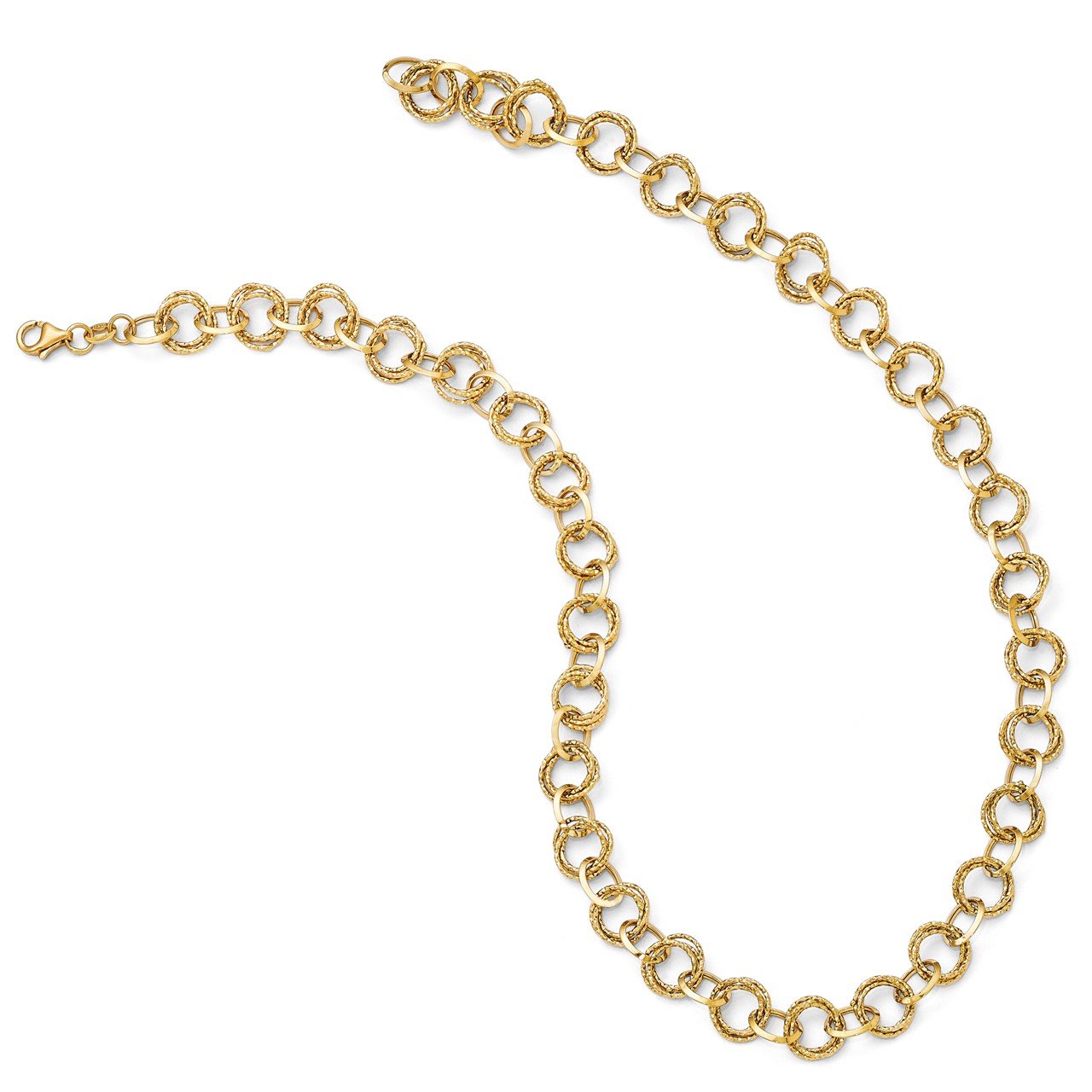 Leslie's 14k Polished and Textured Fancy Link Necklace-1