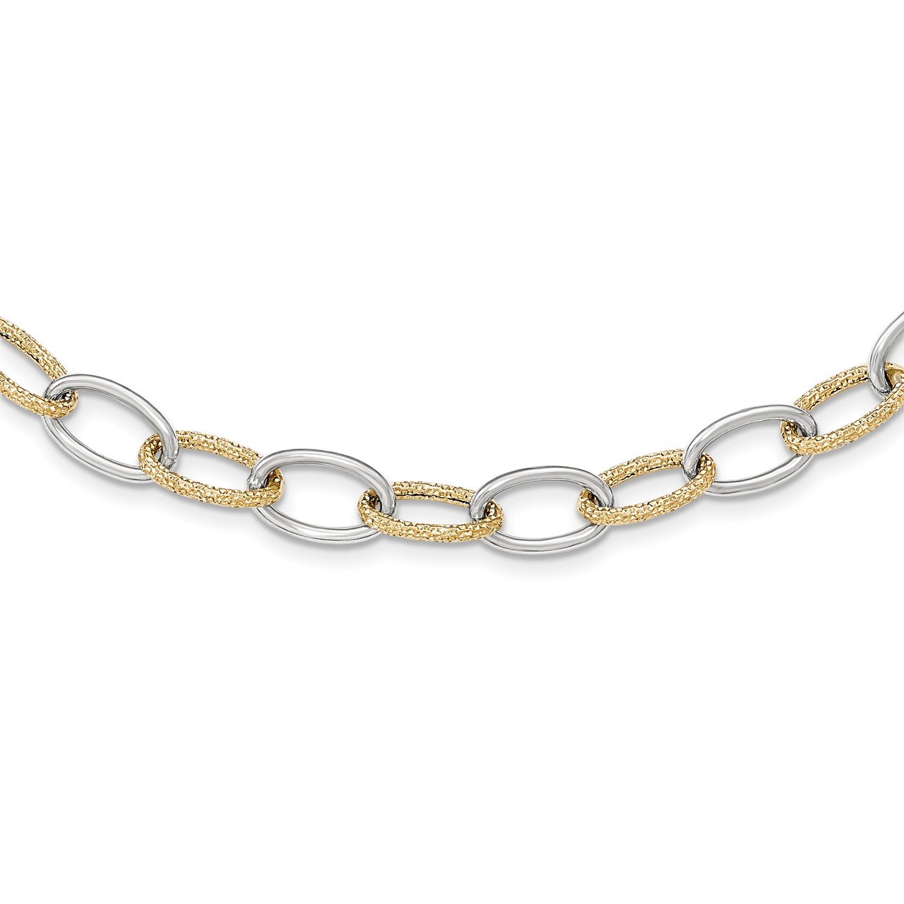 14k Two-tone Polished Textured Necklace