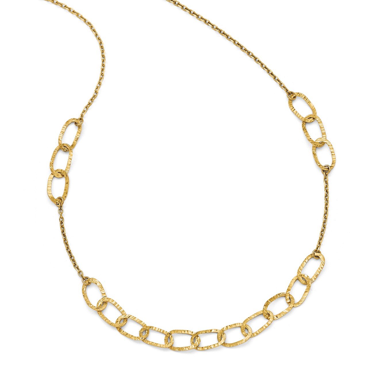 Leslie's 14k Polished and Diamond Cut Link Necklace-1