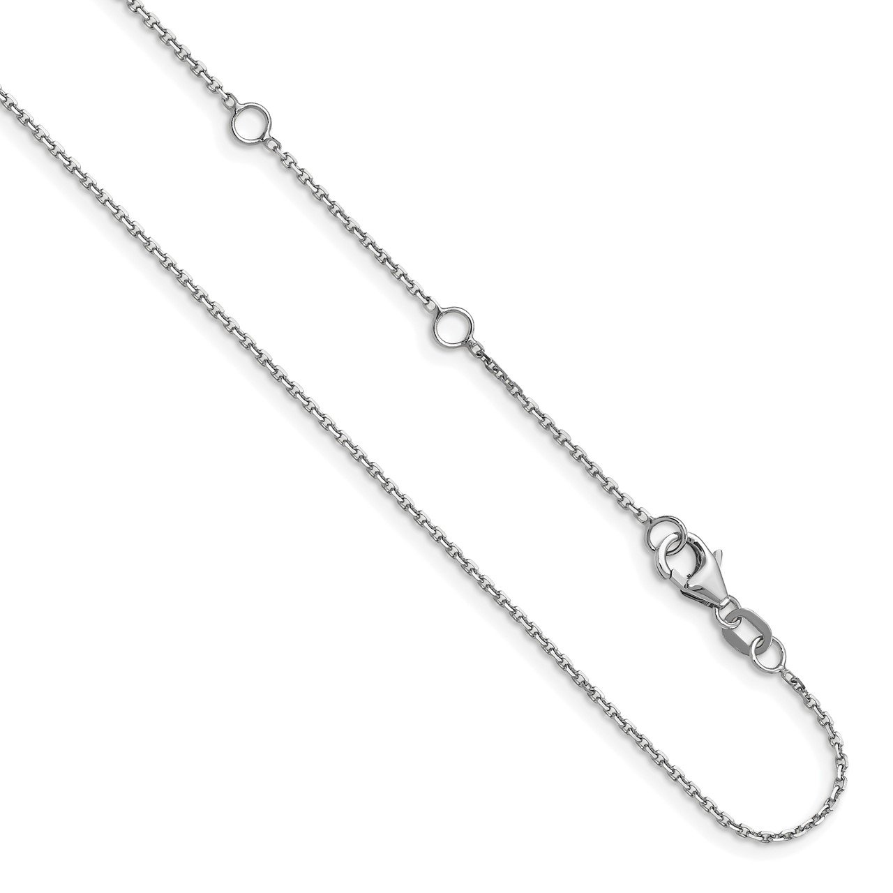 Leslie's 14k White Gold 1.1mm D/C Cable 1in+1in Adjustable Chain