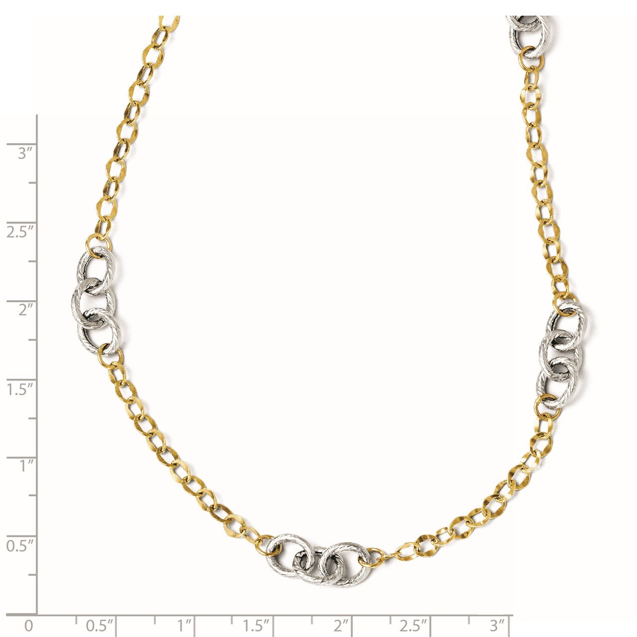 Leslie's 14K Two-tone Polished and Textured with 2in ext. Necklace-1