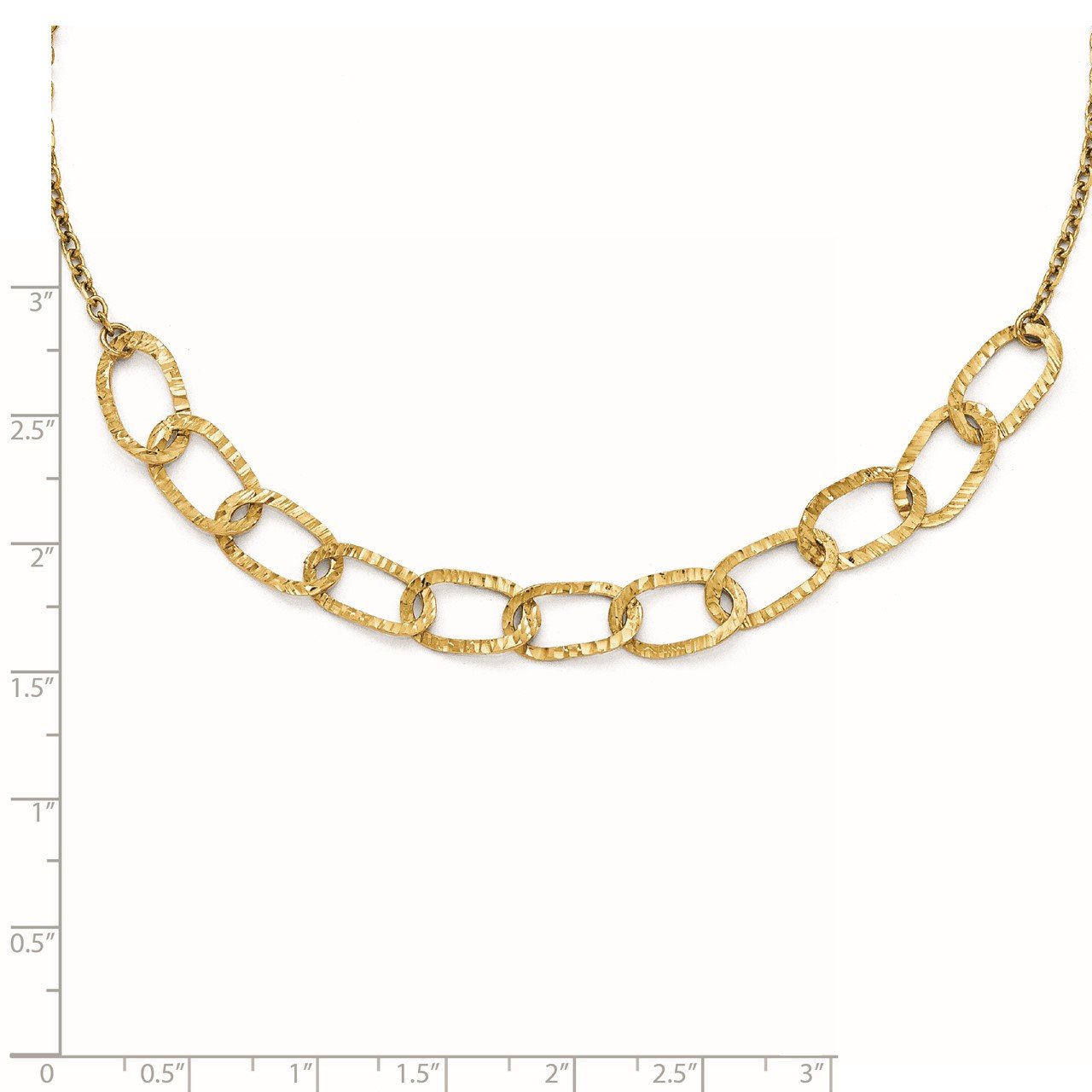 Leslie's 14k Polished and Diamond Cut Link Necklace-2