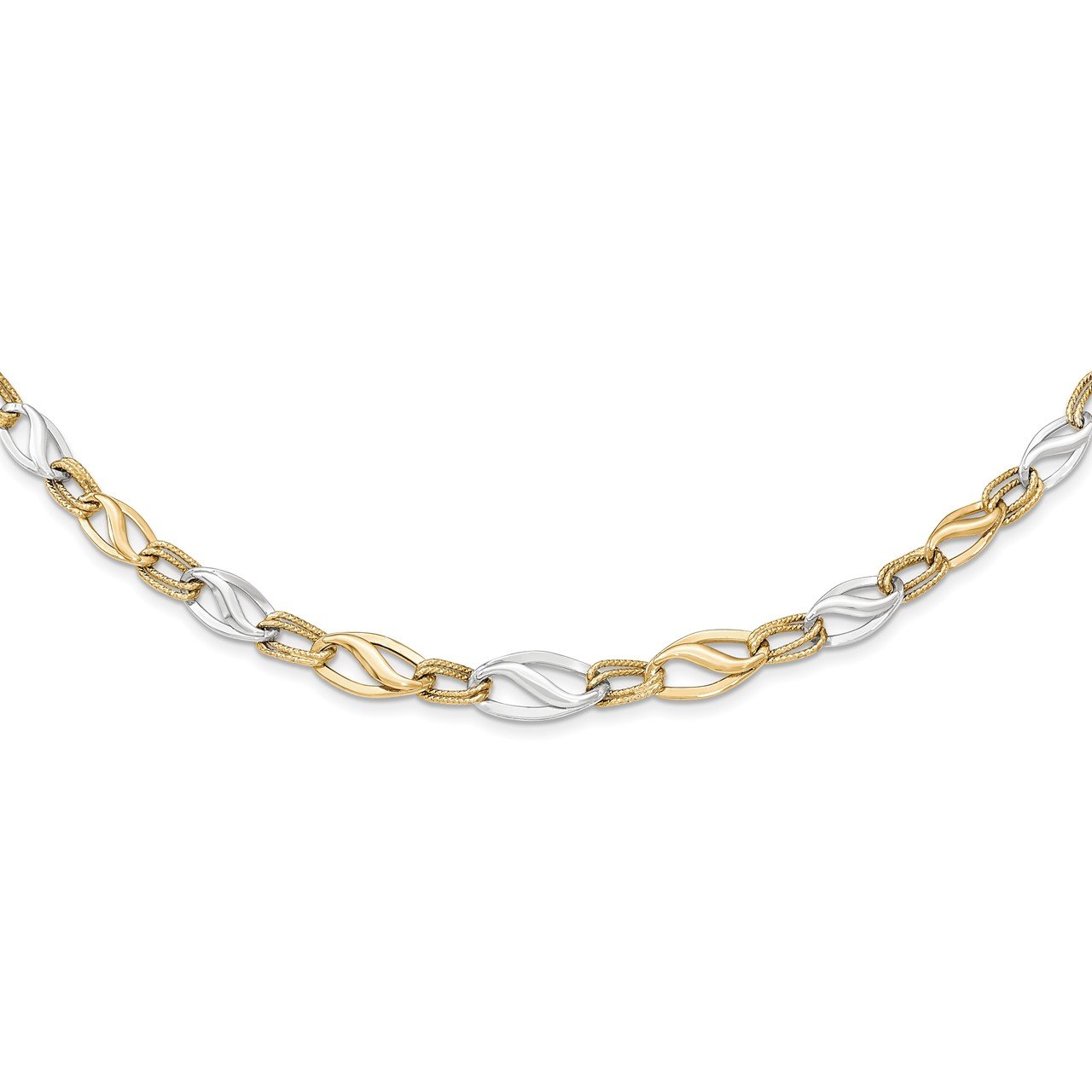 14K Two-tone Polished and Diamond Cut Necklace