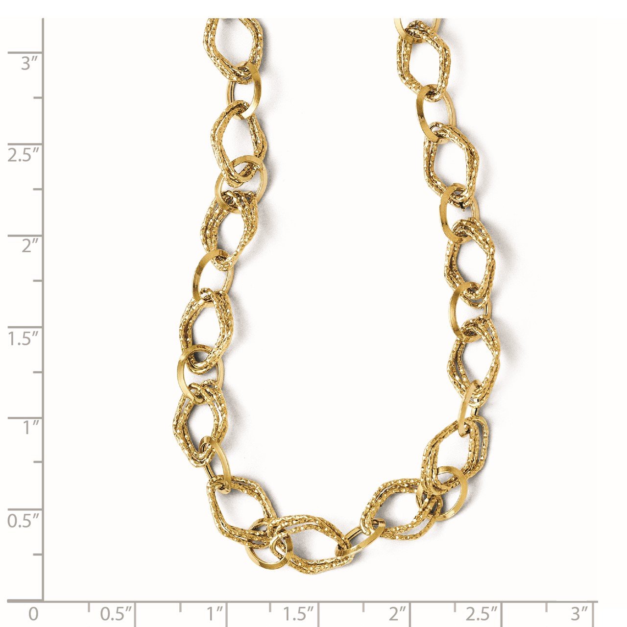 Leslies 14k Polished and Textured Fancy Link with 2in ext. Necklace-1