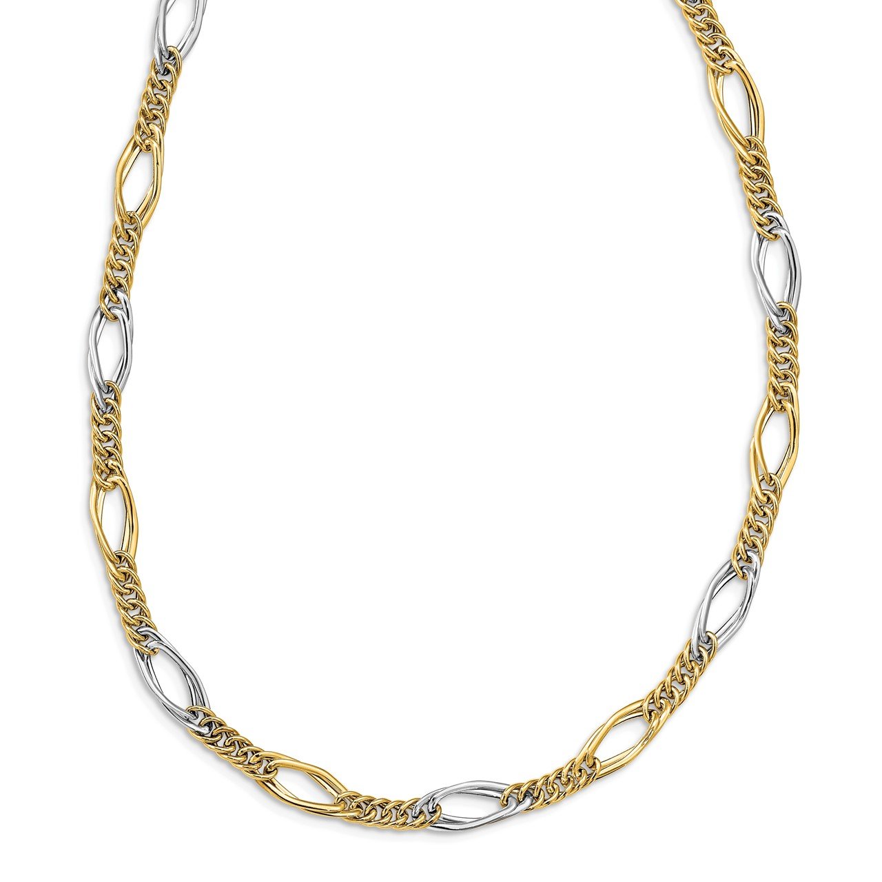 Leslie's 14k Rhodium Polished Fancy Link Necklace-2