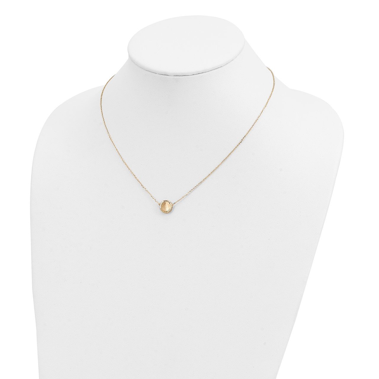 14k Brushed Polished and D/C Circle Necklace-3