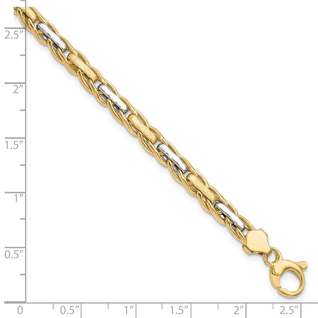Leslie's 14K Two-tone Polished and Brushed Link Necklace-2