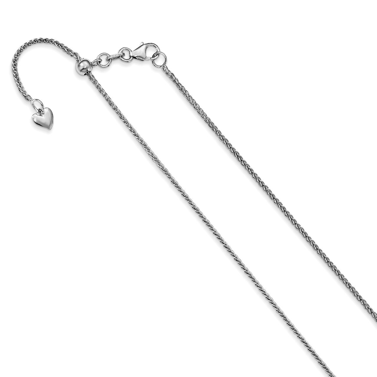 Leslie's 14K White Gold Adjustable 1mm Quadra Wheat Chain