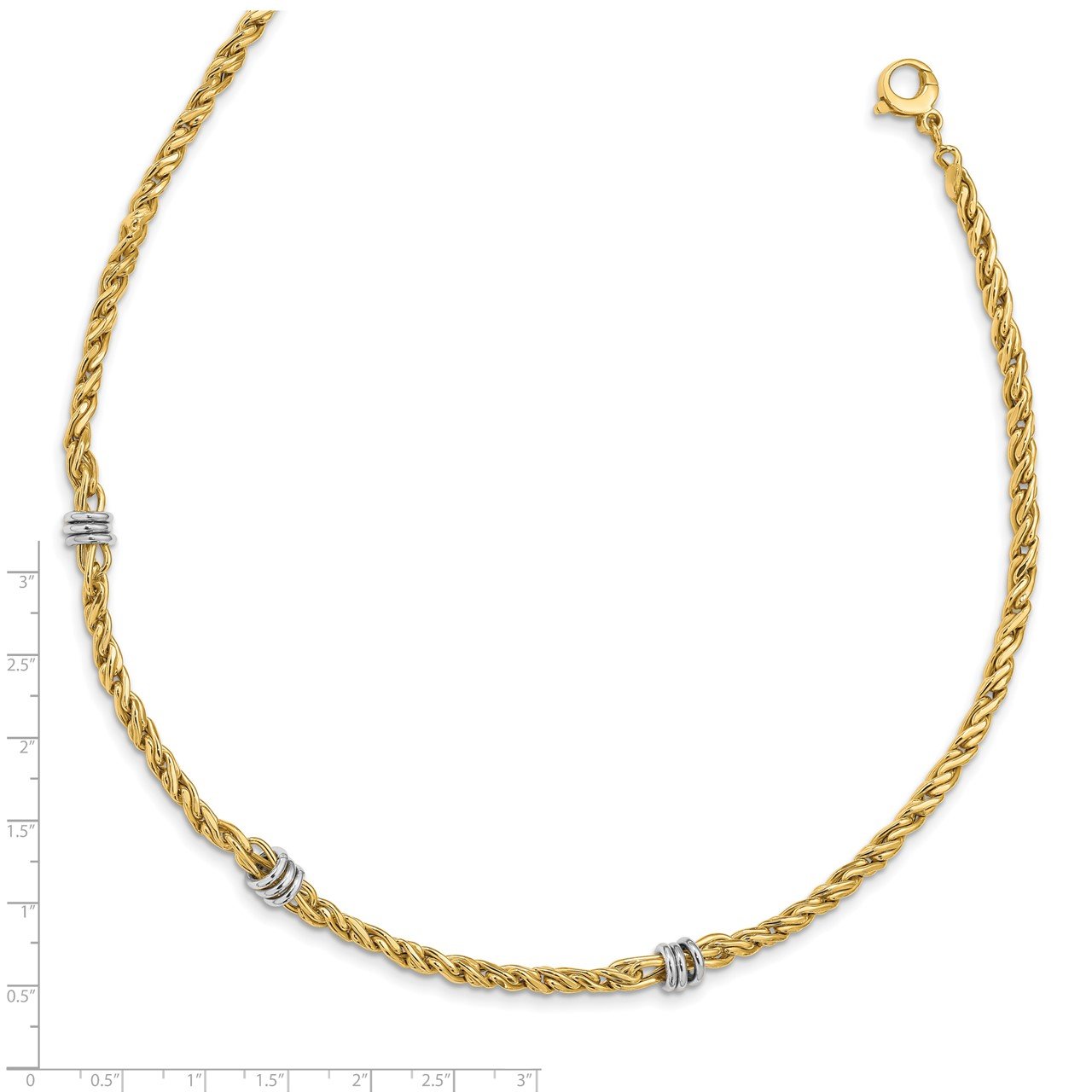 14k Two-tone Polished Twisted Fancy Link 18in Necklace-2