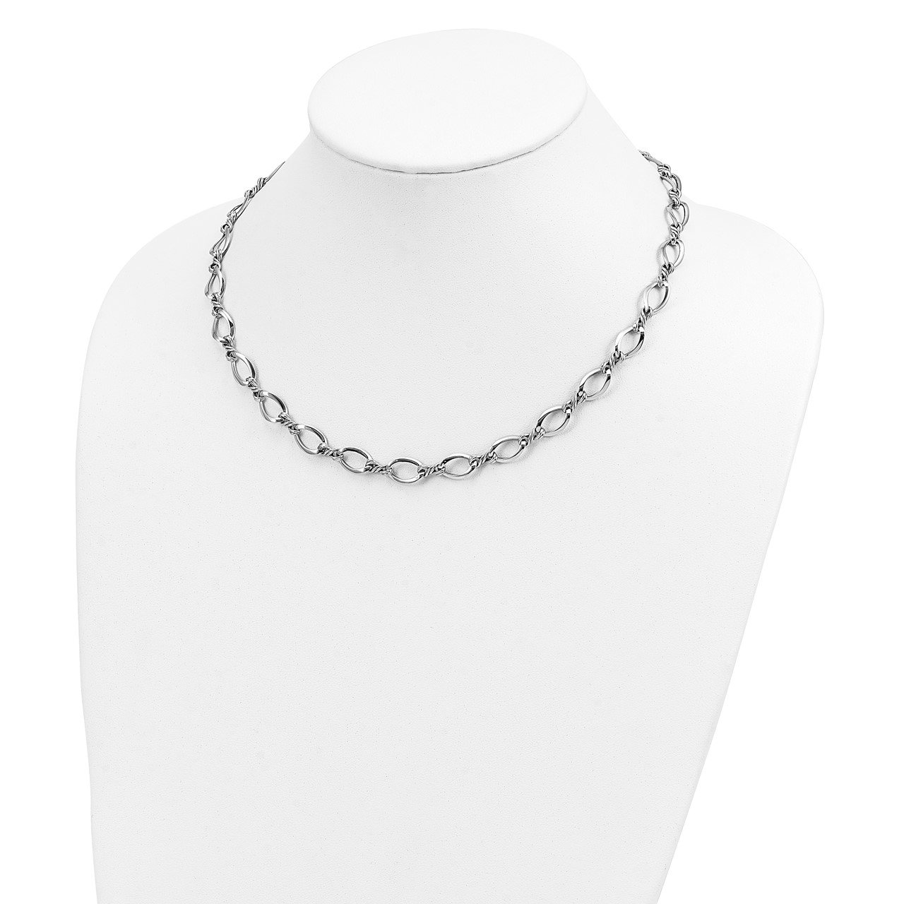 14k White Gold Fancy Link 18in Necklace-3
