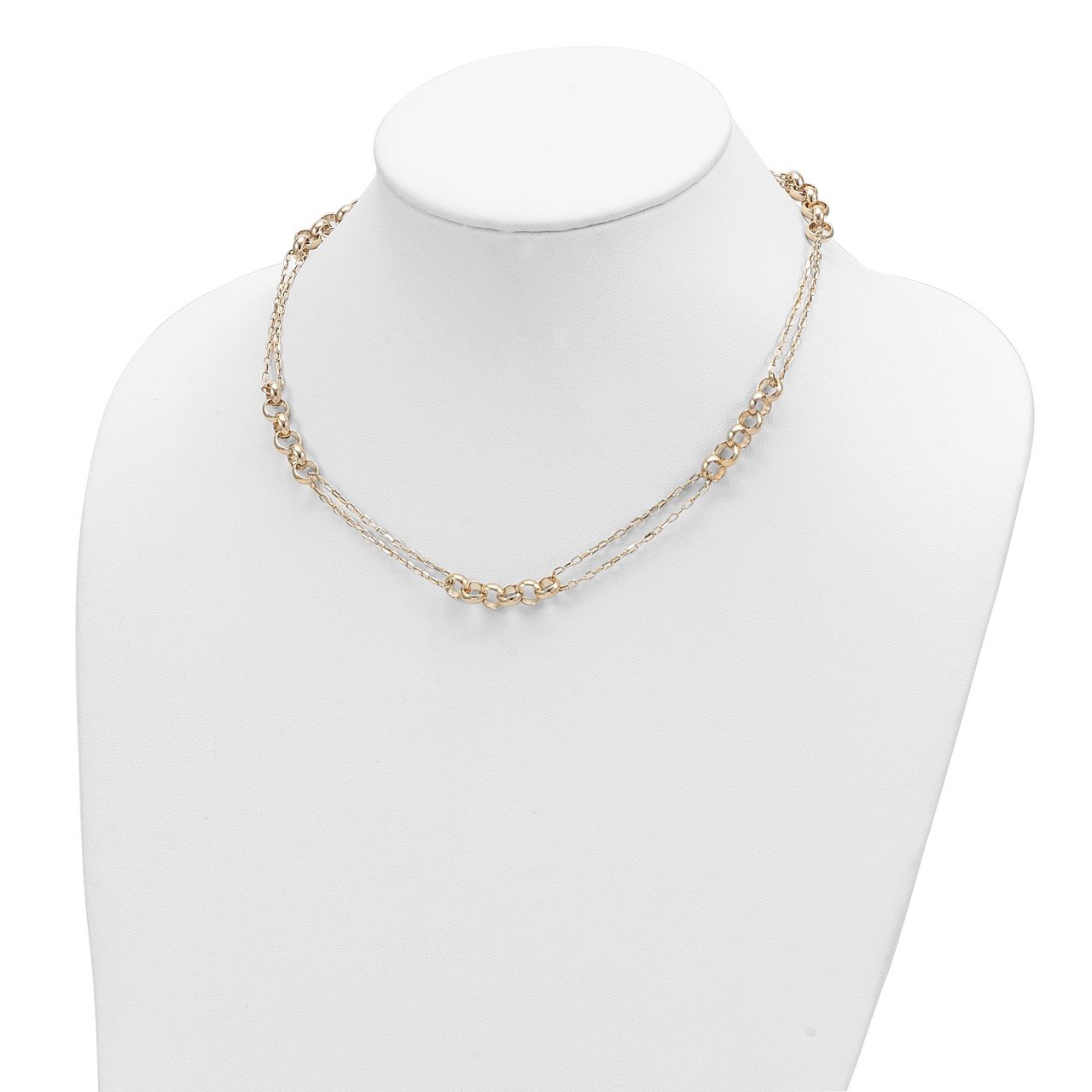 14k Fancy Link Double Strand Necklace-1