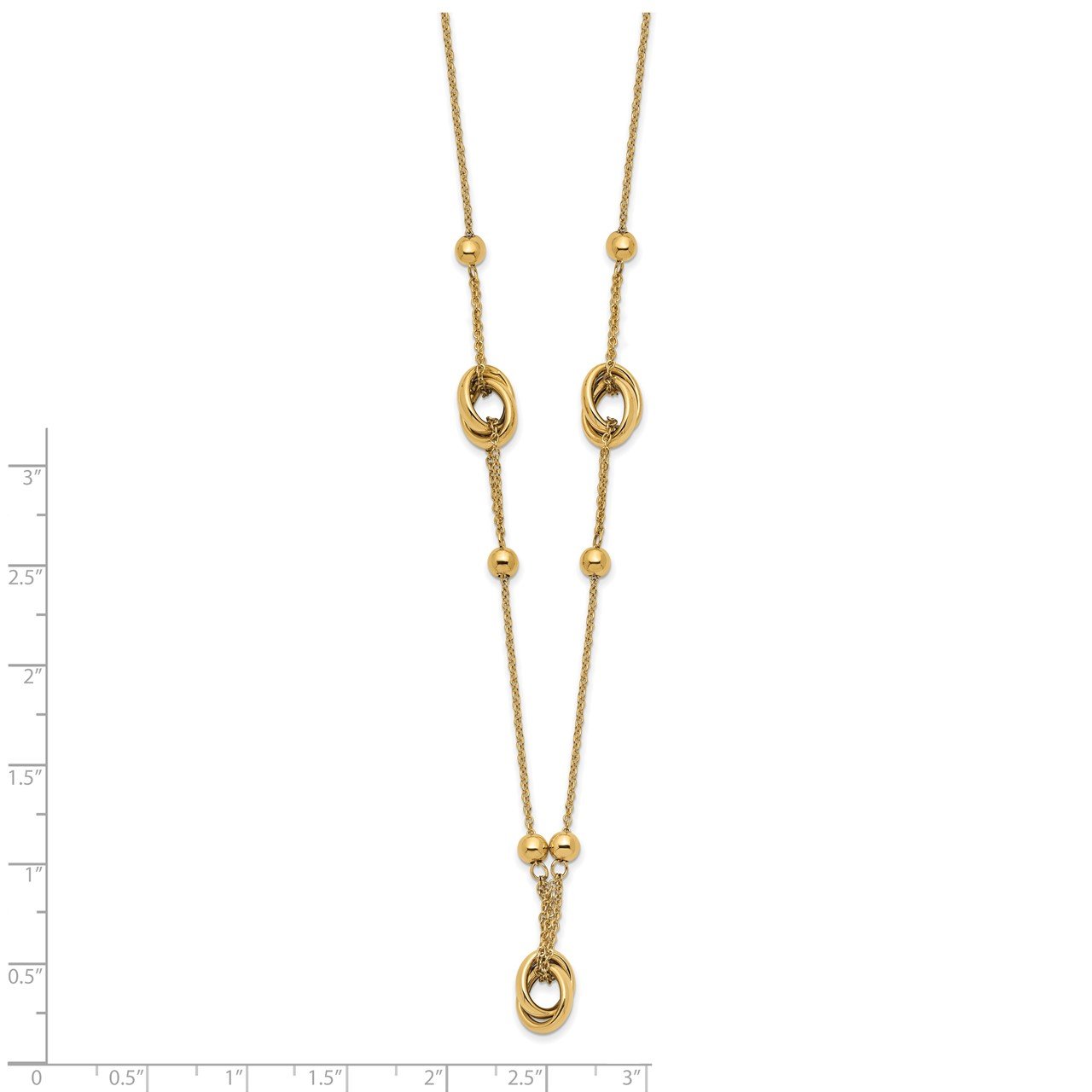 14K Polished Bead and Link with 1.5 in ext. Necklace-2