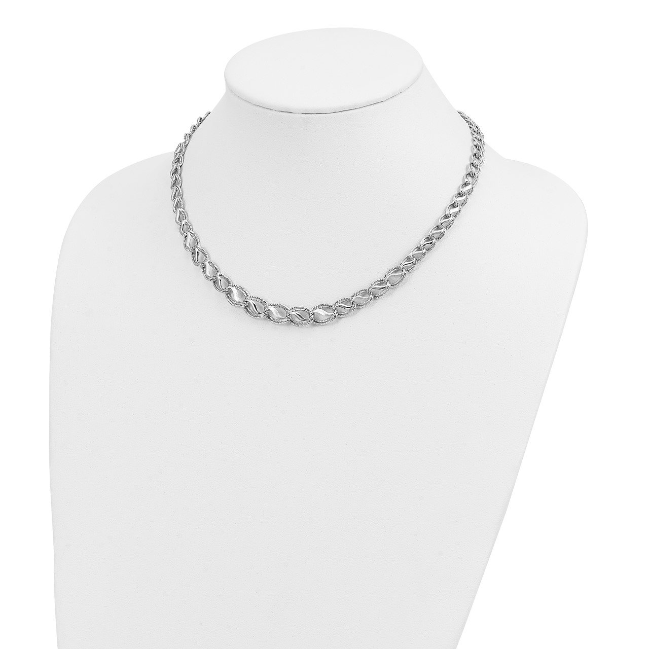 14K White Gold Diamond Cut Necklace-2